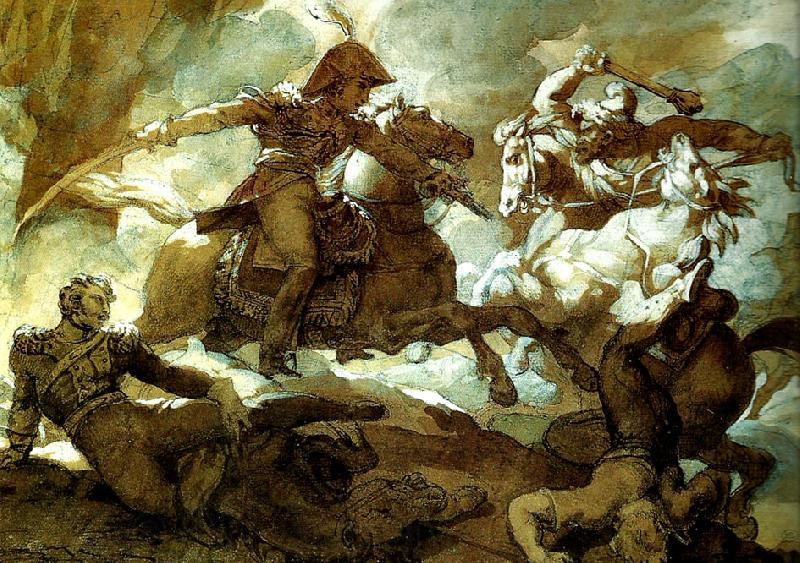 charles emile callande combat de cavaliers Spain oil painting art